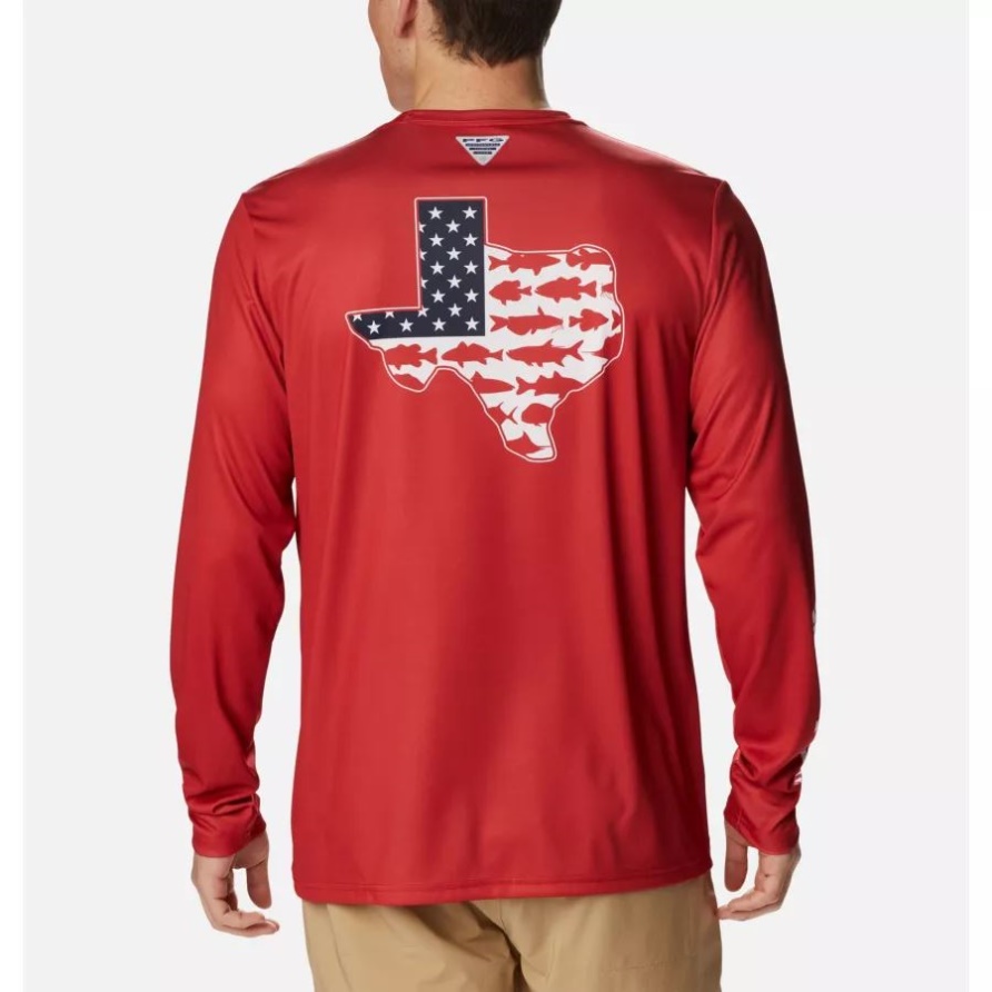 Herren-PFG Terminal Tackle Statetriot Langarm-Shirt Red Spark/Texas Columbia