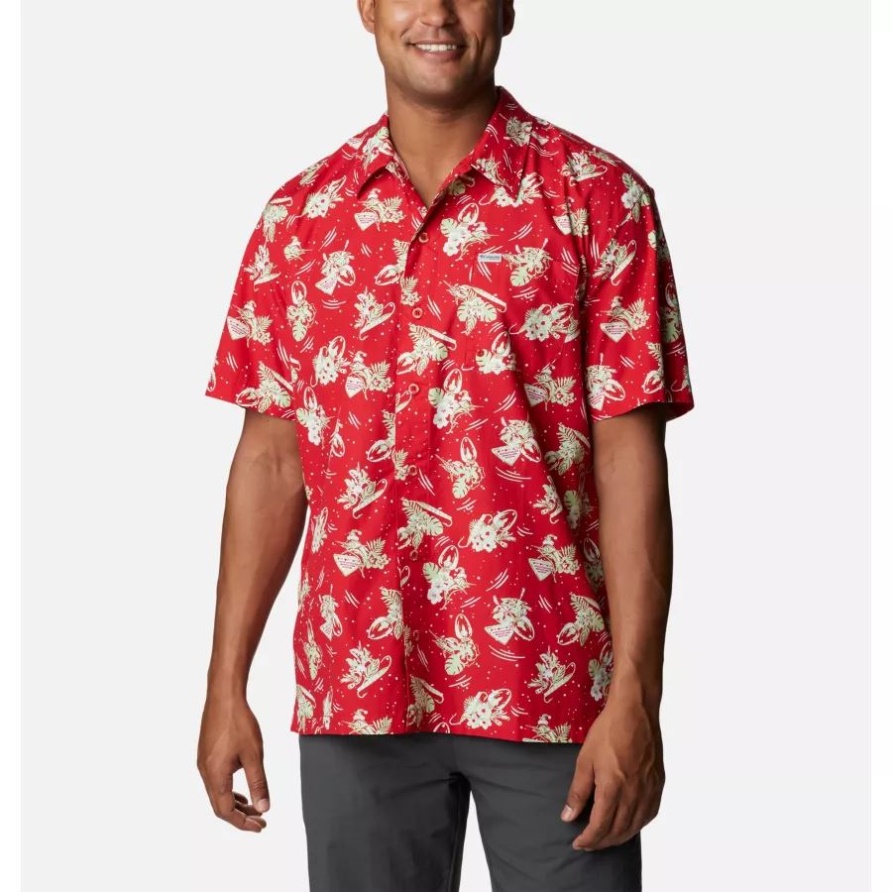 Pfg Trollers Best Kurzarmhemd Für Herren Red Spark Lite Me Up Print Columbia