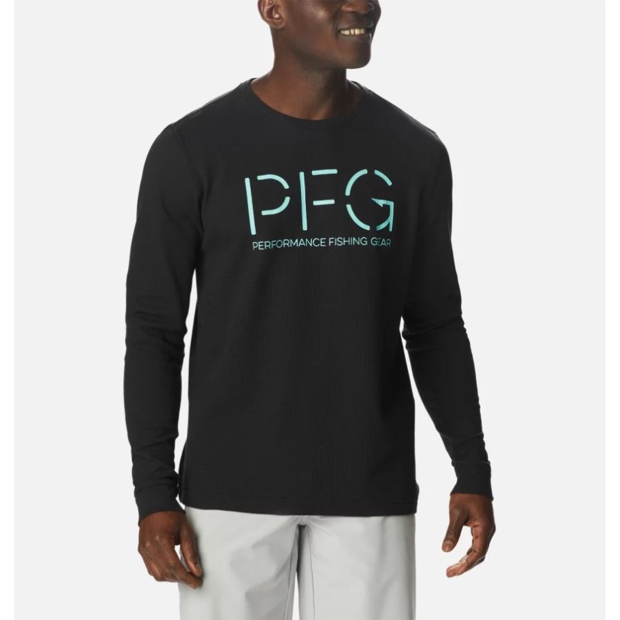 Pfg Utility Hook Waffle Langarmhemd Für Herren Schwarz/Gulf Stream Columbia