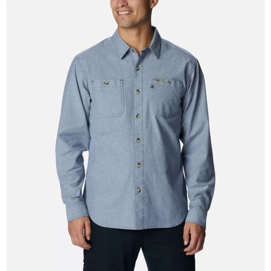 Herren-Phg Sharptail Stretch-Chabray-Langarmhemd Columbia Zink