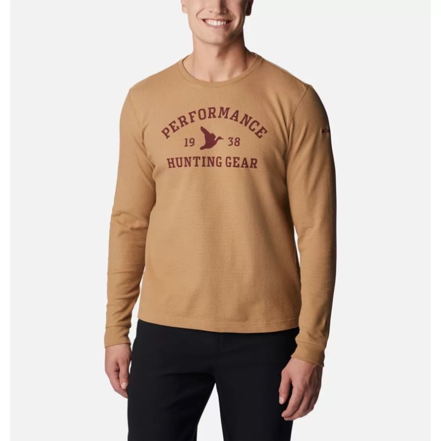 Herren Phg University Waffle Longsleeve Columbia Sahara/Red Jaspis Stockente