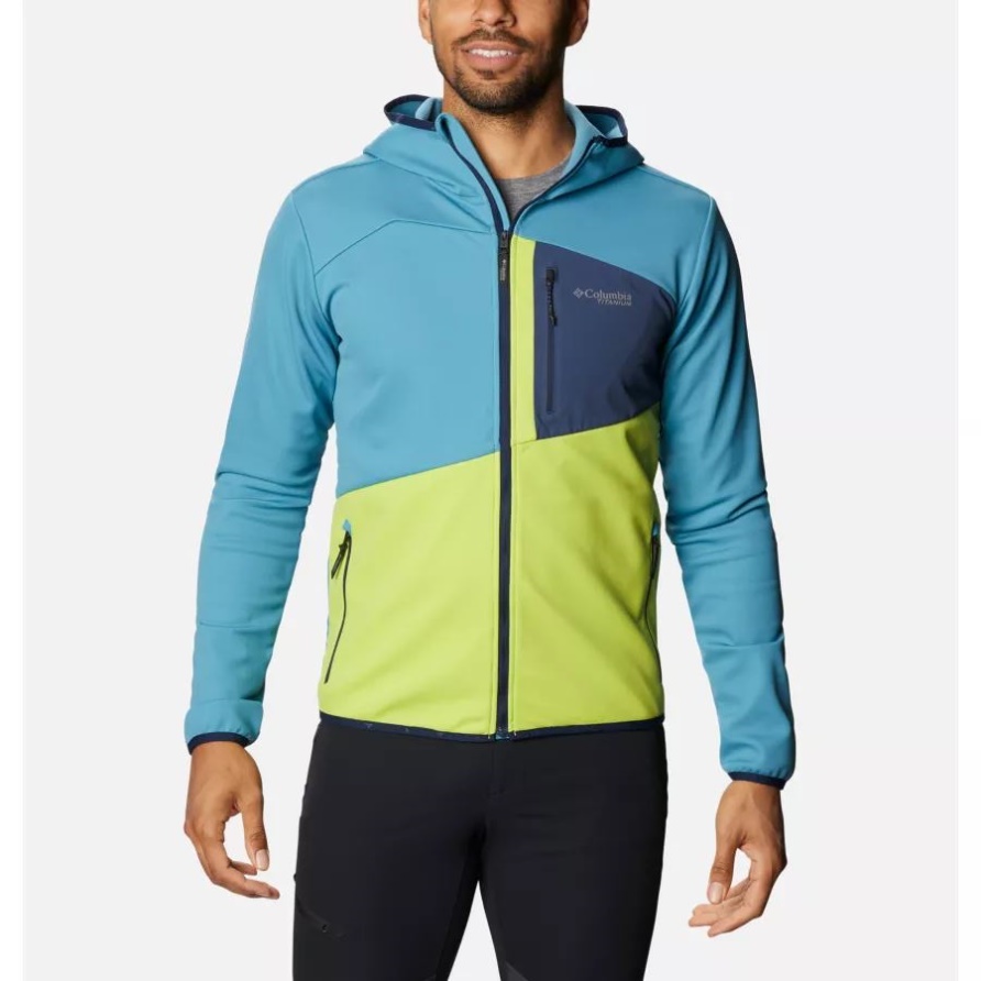 Peak Pursuit Tech Hoodie Für Herren Columbia Canyon Blue/Bright Chartreuse/Col Navy
