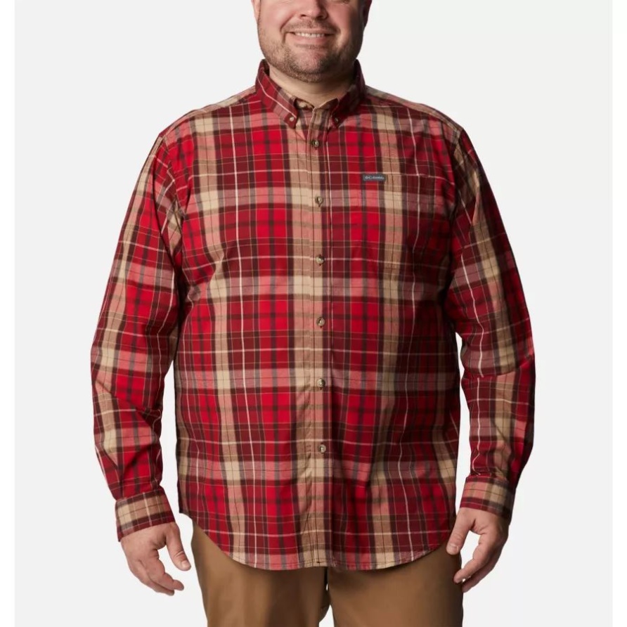 Rapid Rivers II Herren-Langarmshirt In Erweiterter Größe Columbia Mountain Red Multi Plaid