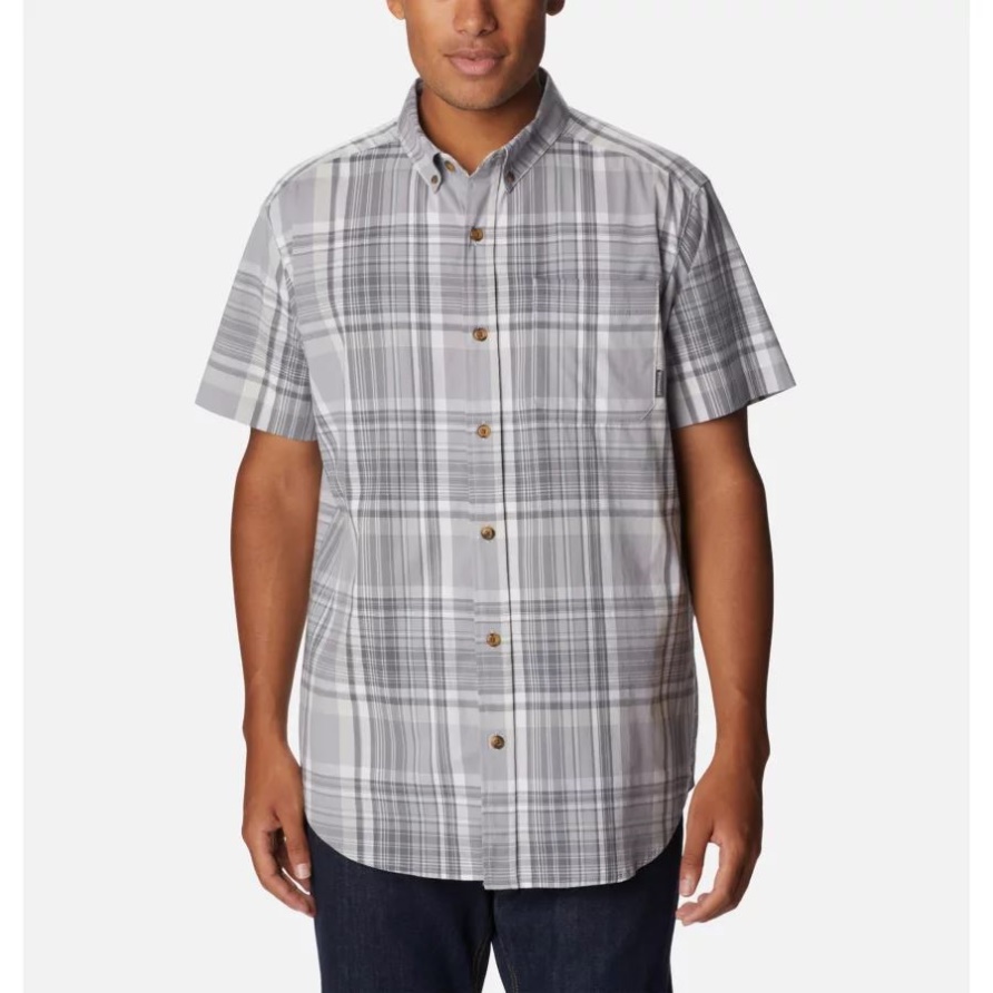 Kurzarmshirt Rapid Rivers Ii Für Herren Columbia Grau Kariert Columbia