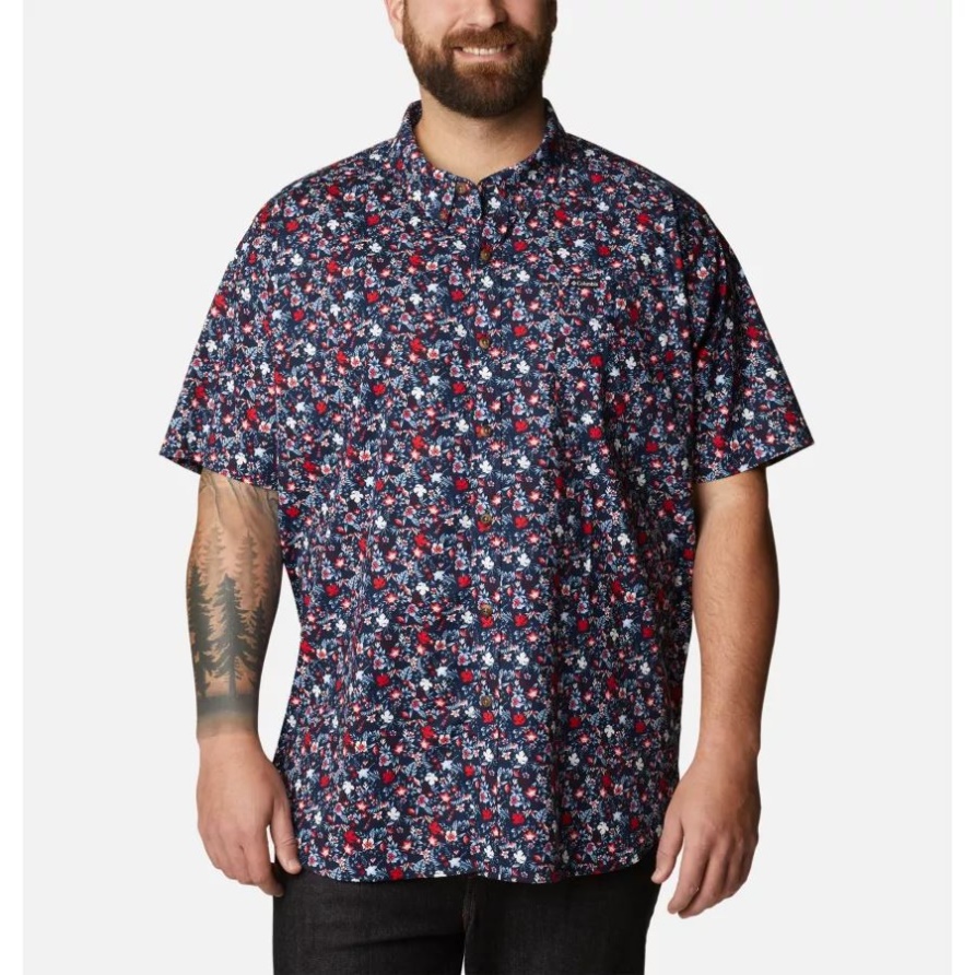Kurzarmhemd Mit Rapid Rivers-Print Für Herren Big Columbia Brand Collegiate Navy Mini-Biscus