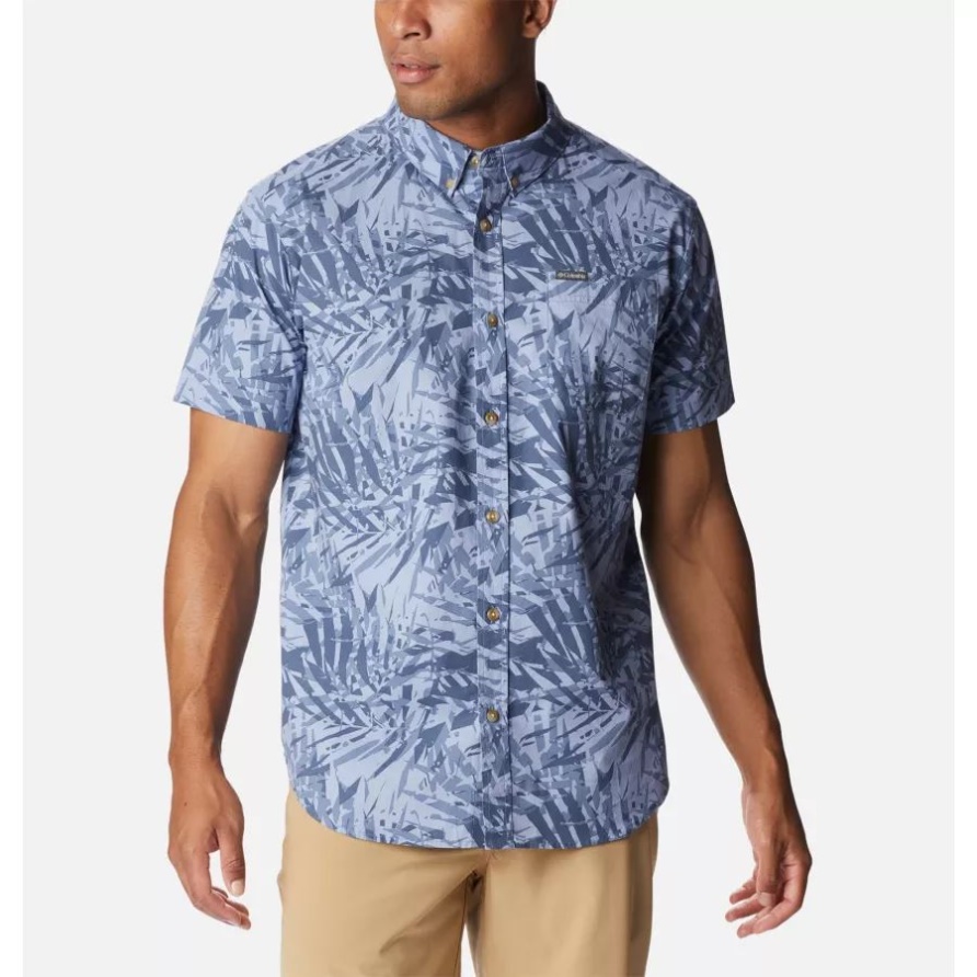 Kurzarmshirt Mit Rapid Rivers-print Für Herren Columbia Bluestone Dye Palms