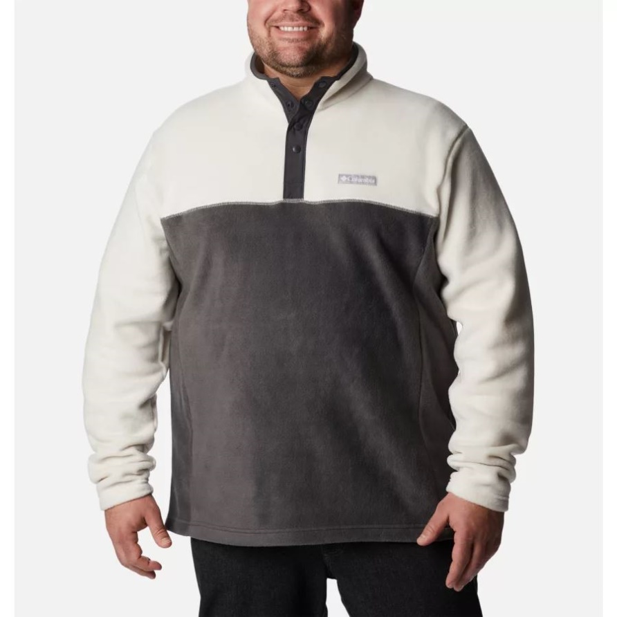 Herren-Steens-Mountain-Fleecepullover Mit Halbem Druckknopf Groß Columbia Shark/Chalk/Shark