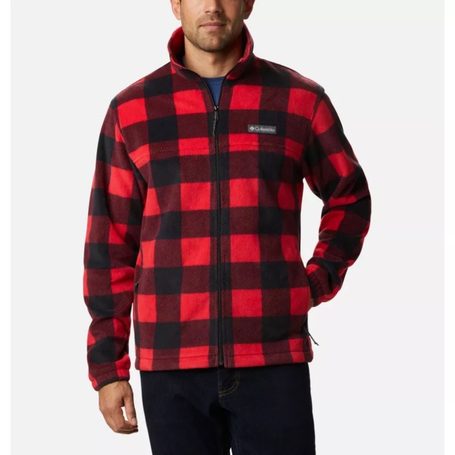 Herren-Fleecejacke Steens Mountain Mit Aufdruck Columbia Mountain Roter Karodruck