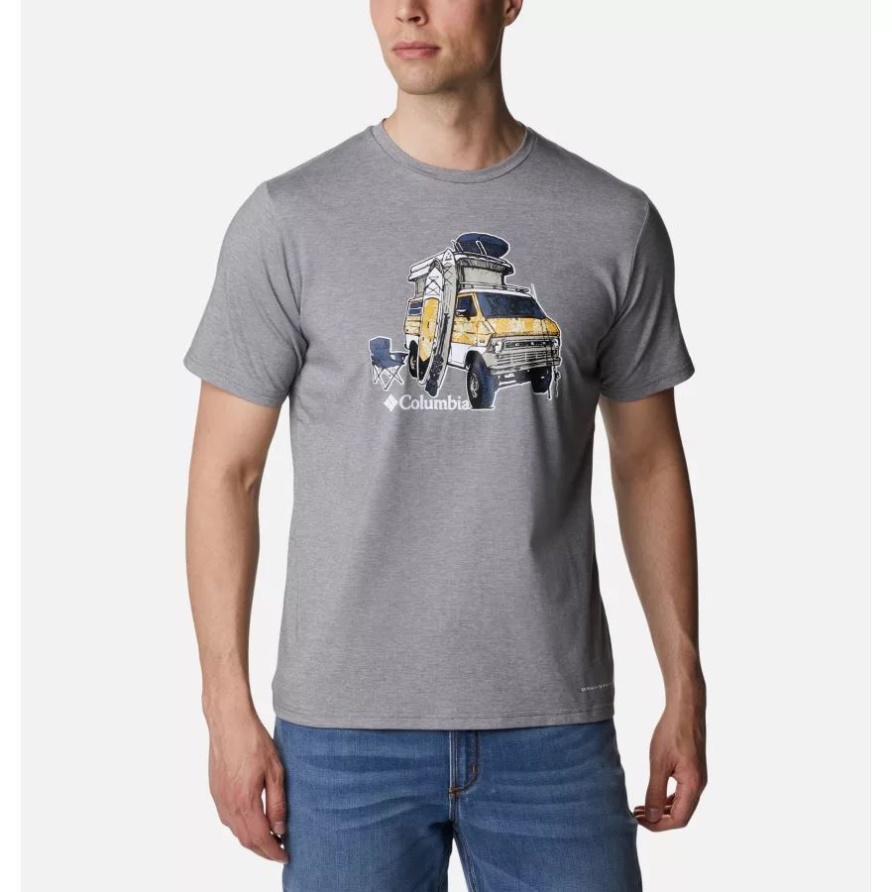 Sun Trek Technisches T-shirt Für Herren Columbia City Grey Heather/h2o Fanatic Grafik