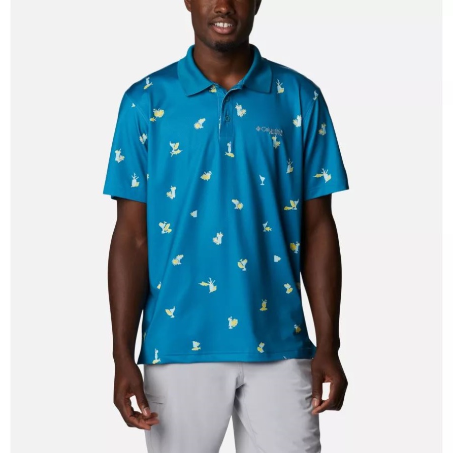 Herren Super Skiff Cast Polo Deep Marine Keyes Bitte Columbia Drucken