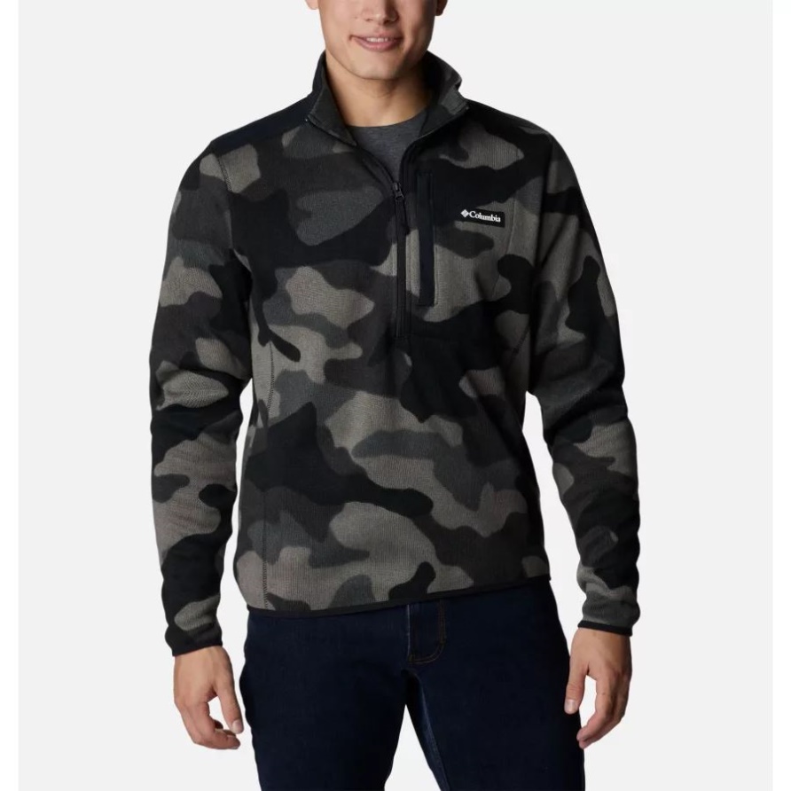 Herrenpullover Weather II Bedruckter Fleece-Pullover Mit Halbem Reißverschluss Columbia Black Mod Camo