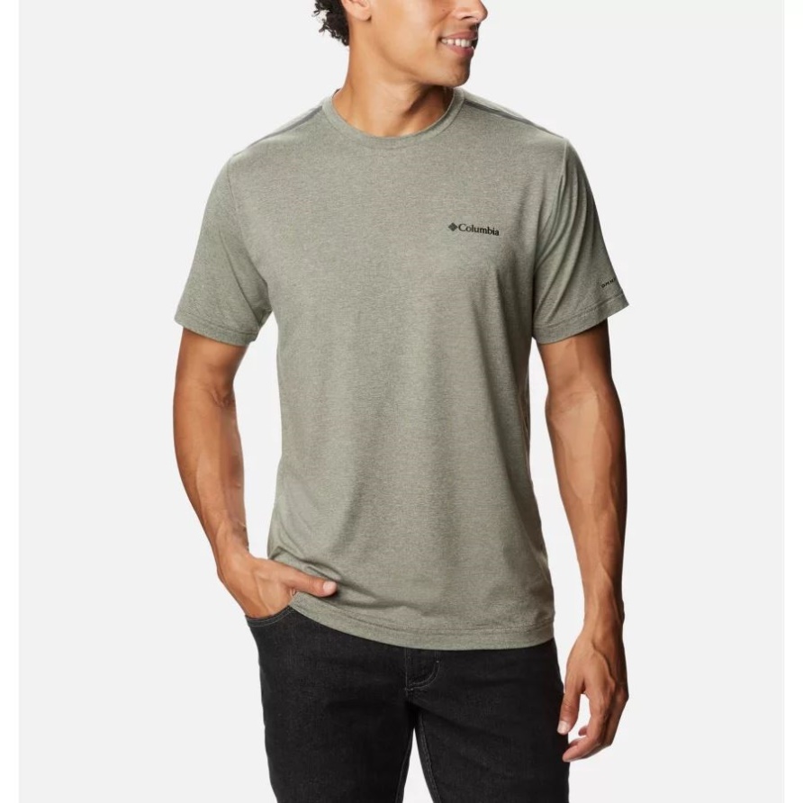Herren-Tech-Trail-Shirt Mit Rundhalsausschnitt Stone Green Columbia