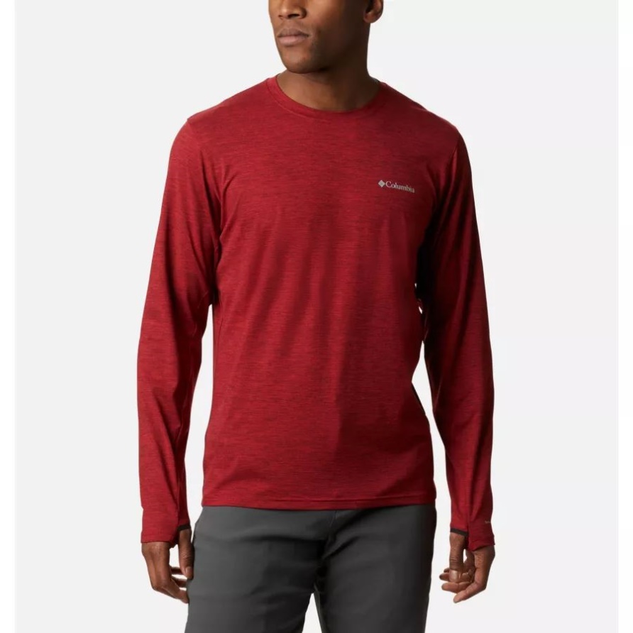 Tech Trail Crew II Langarmshirt Für Herren Columbia Mountain Red Heather