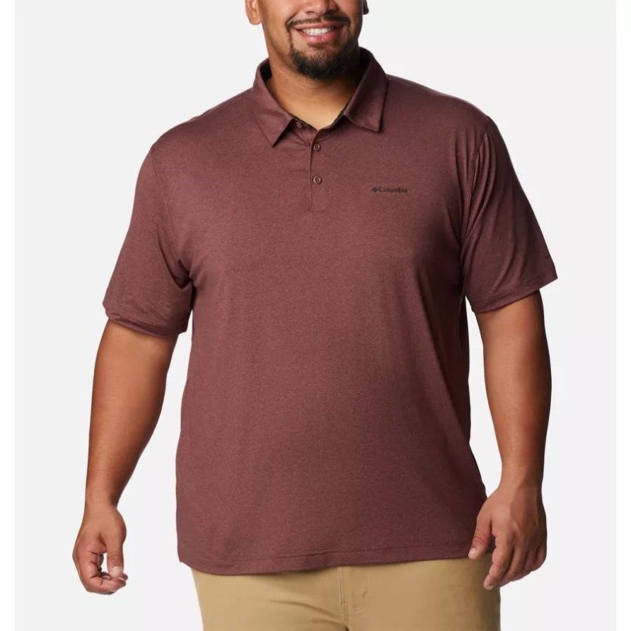 Herren Tech Trail Polo Big Columbia Light Raisin Heather