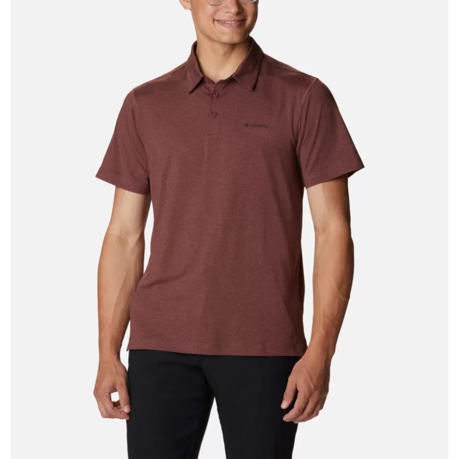 Herren Tech Trail Poloshirt Columbia Light Raisin Heather