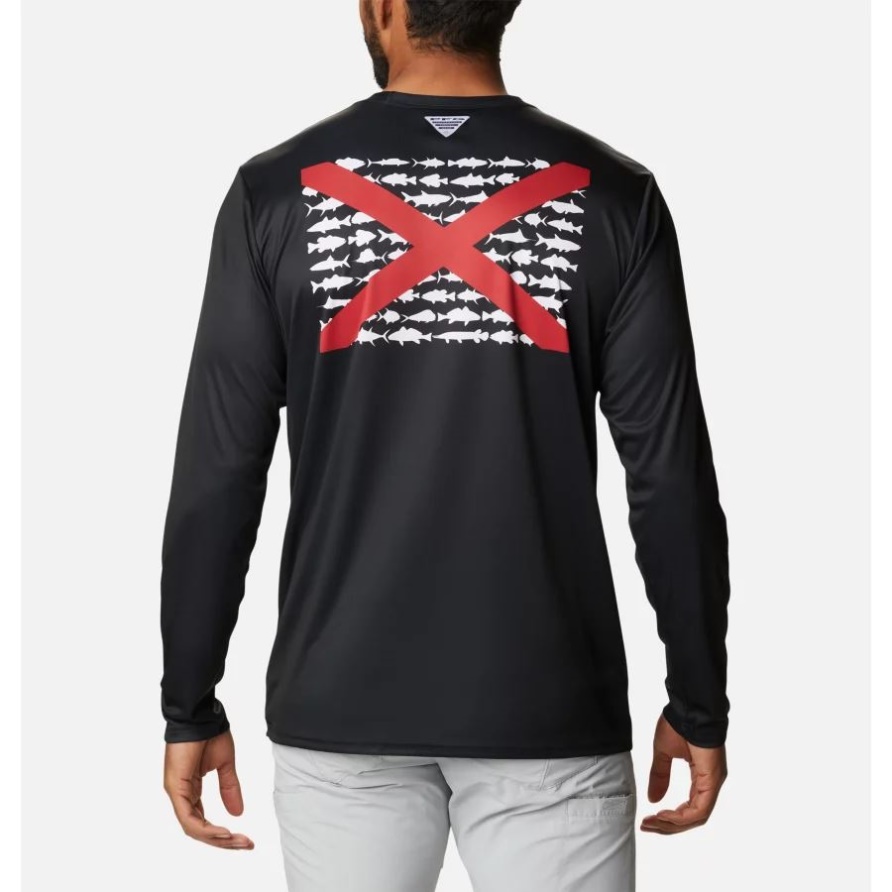 Herren Terminal Tackle PFG Fish Flag Langarmshirt Schwarz/Alabama Fish Columbia