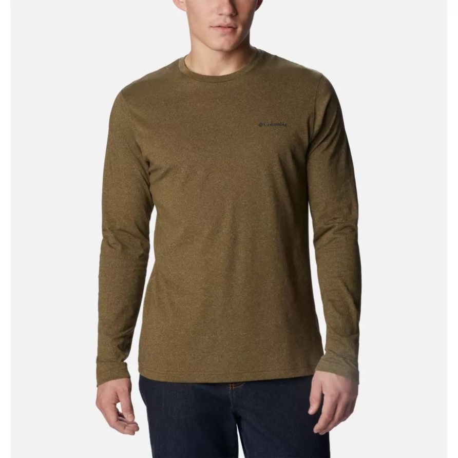 Herren Thistletown Hills Langarmshirt Columbia Olivgrün Meliert