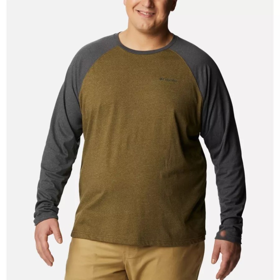 Thistletown Hills Raglanshirt Für Herren Big Columbia Olive Green Heather/shark Heather