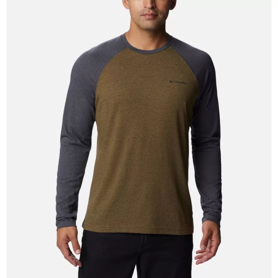 Herren-Raglanhemd Thistletown Hills Olive Green Heather/shark Heather Columbia