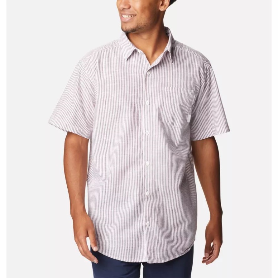 Kurzärmliges Hemd Unter Belichtung Yd Für Herren Columbia Red Onion Oxford Stripe