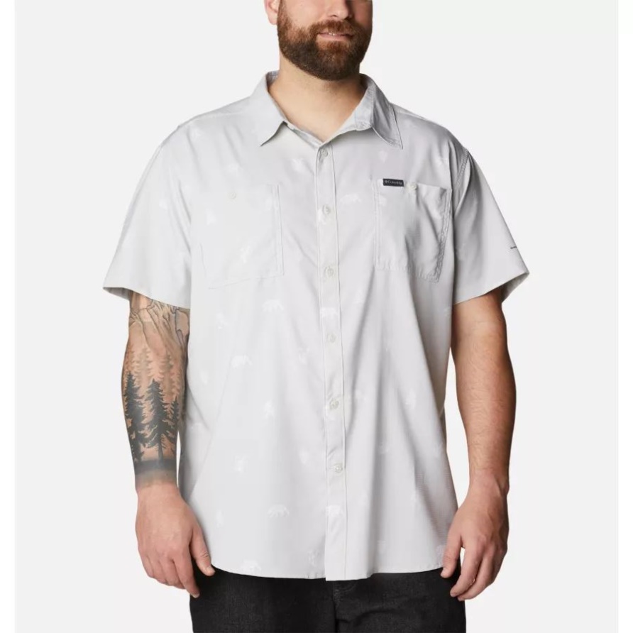 Kurzarmhemd Aus Bedrucktem Webstoff Für Herren Big Nimbus Grey Camp Social Columbia