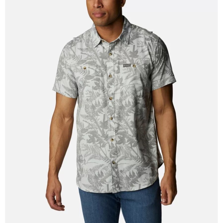 Kurzarmhemd Aus Bedrucktem Webstoff Für Herren Columbia Columbia Grey North Woods Print