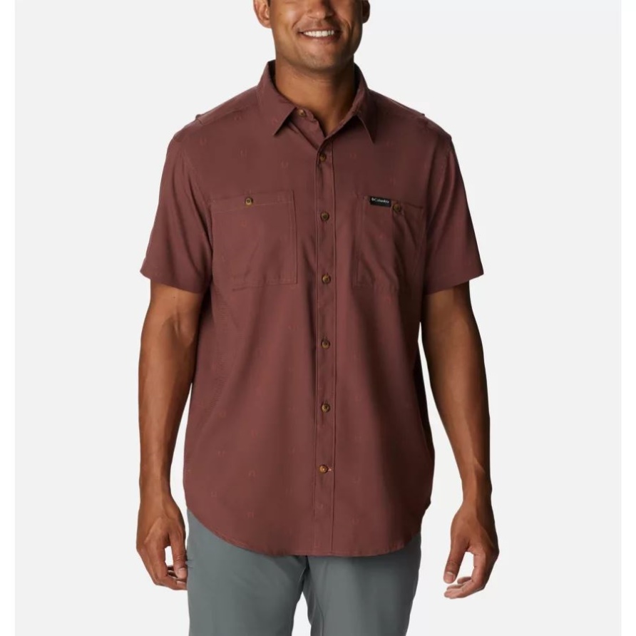 Kurzarmhemd Aus Bedrucktem Webstoff Für Herren Columbia Light Raisin Hammocked