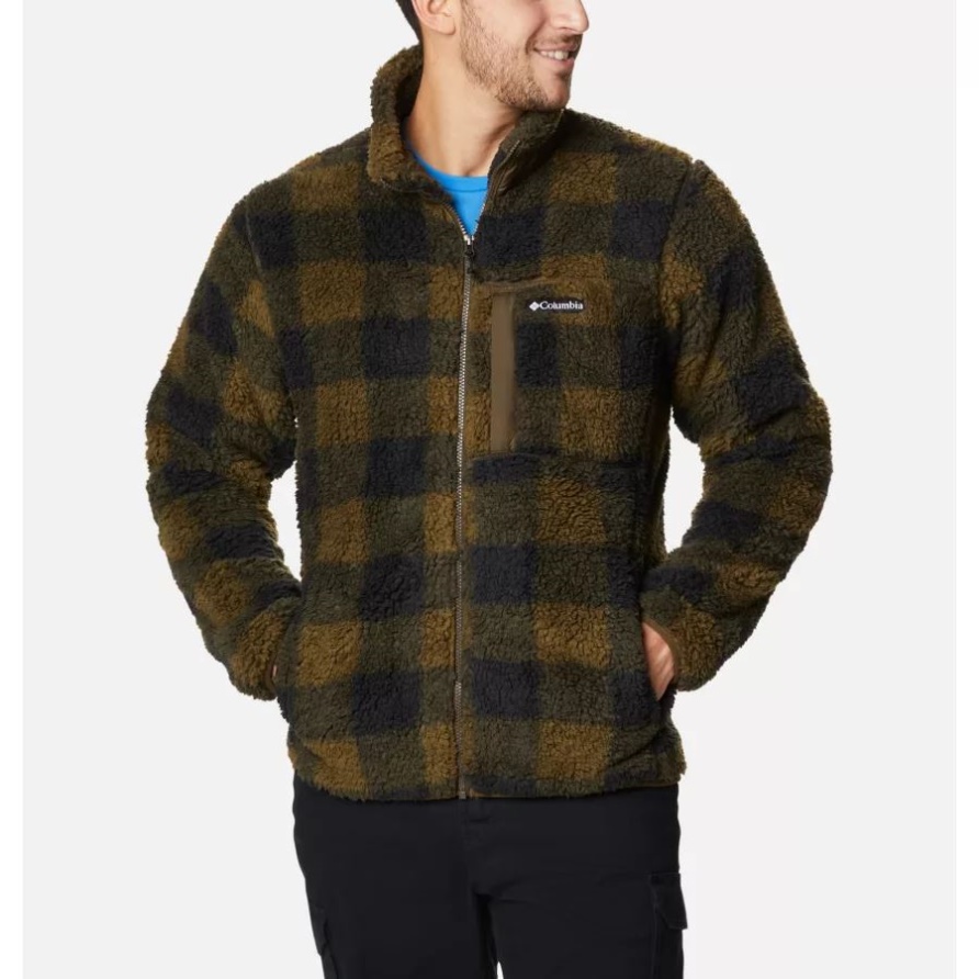 Winterpass Bedruckte Fleecejacke Für Herren Olive Green Check Columbia