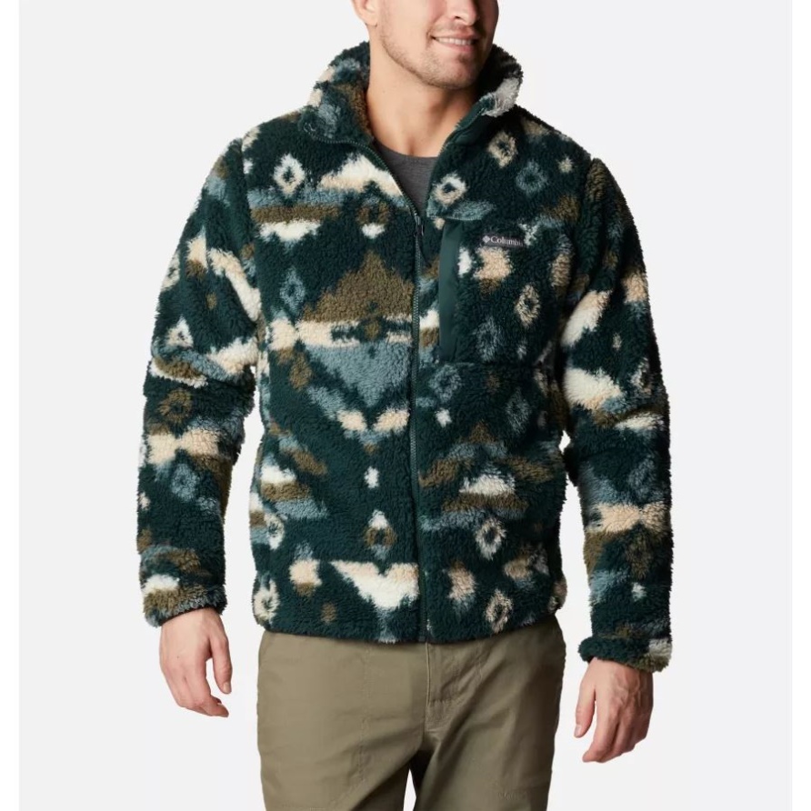 Herren Winterpass Sherpa-fleecejacke Columbia Spruce Rocky Mountain Print