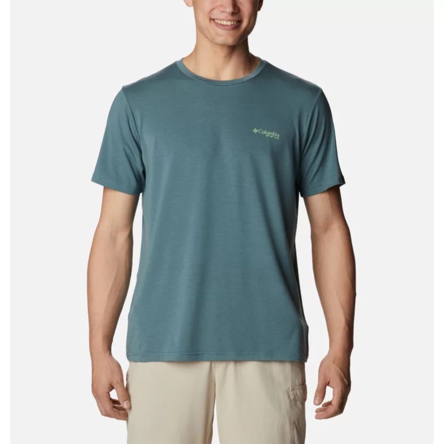 Metall/Safari Farbverlauf Pfg Fish Flag Tech Kurzarmhemd Für Herren Columbia