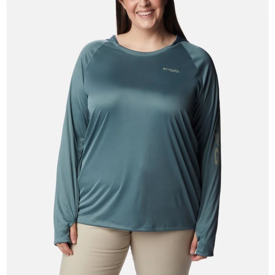 Pfg Tidal Tee Hoodie Für Damen Mit Metall/safari-logo Plus Größe Columbia