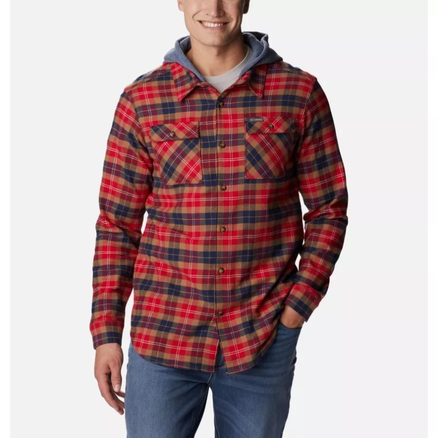 Mountain Red Flare Gun Stretch-Flanell-Hoodie Für Herren Mit Ausgewogenem Schottenkaro Columbia Brand
