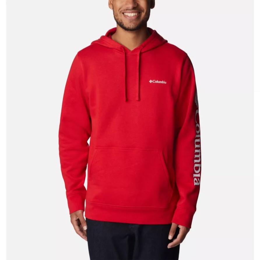 Mountain Red/csc Sleeve Logo Mens Columbia Trek Hoodie Columbia