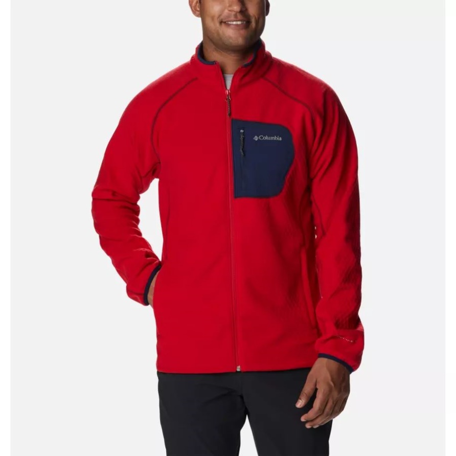 Mountain Red/College Navy Outdoor-Tracks-Fleecejacke Mit Durchgehendem Reißverschluss Für Herren Columbia