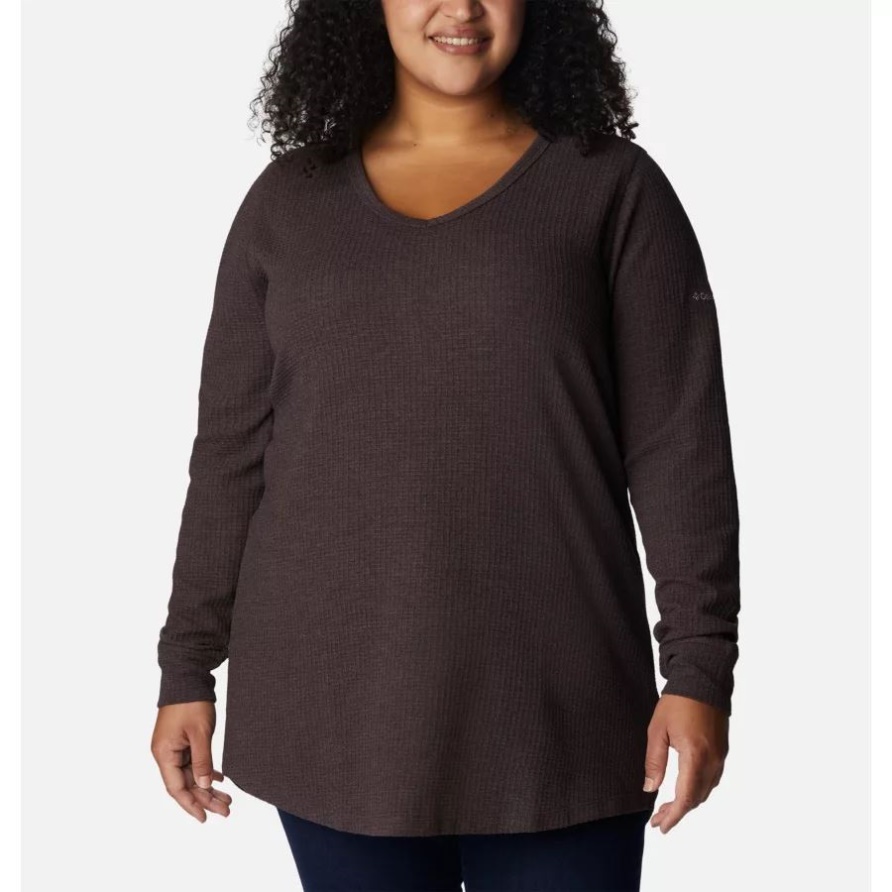 New Cinder Heather Columbia Damen Pine Peak Langarm-Thermo-Tunika In Übergröße