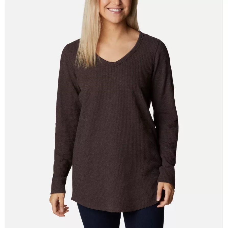 New Cinder Heather Columbia Damen Pine Peak Langarm-Thermo-Tunika