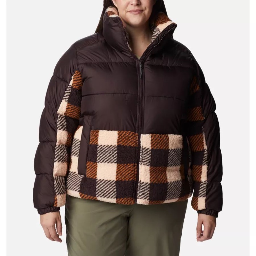 New Cinder/Warm Copper Check Multi Leadbetter Point Sherpa Hybridjacke Für Damen Plus Größe Columbia