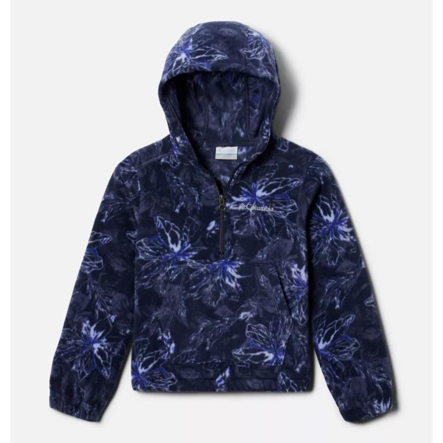 Nächtlicher Aurelianische Benton-Federn-Fleecepullover Mit Halblangem Reißverschluss Und Kapuze Für Mädchen Columbia
