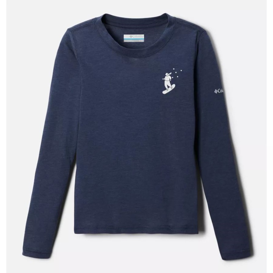 Hazeldel Hill Langärmliges Grafik-T-Shirt Für Mädchen Mit Nächtlicher/Edelstein-Skifahrerin Columbia