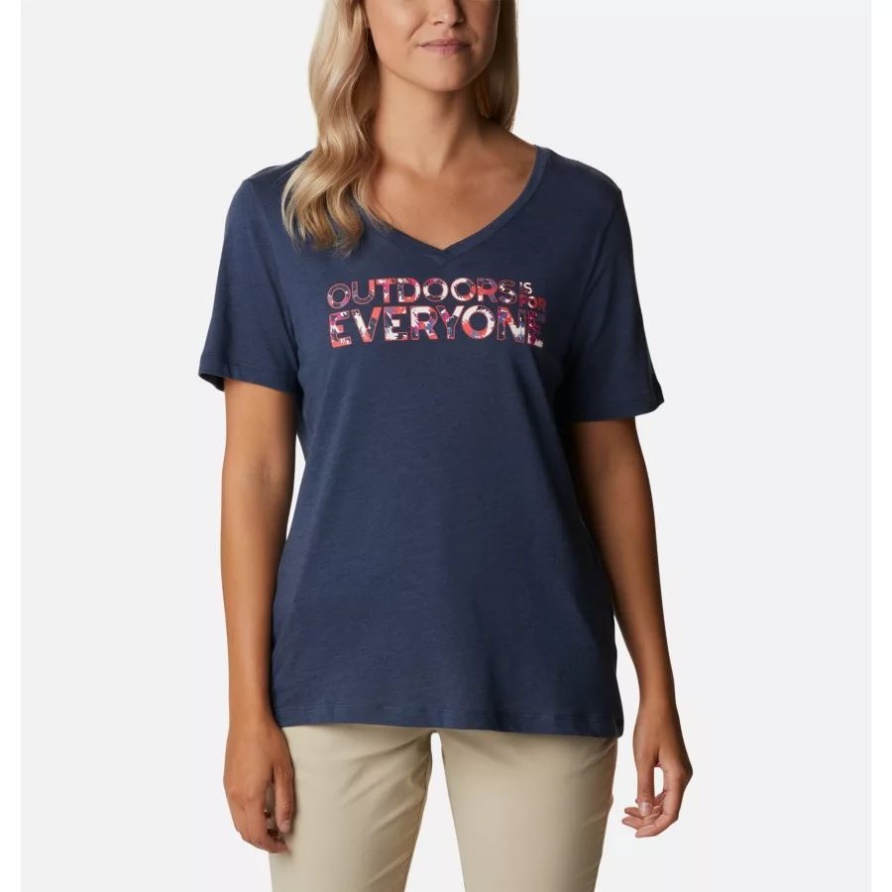 Nächtliches Heidekraut / Im Freien Sein Bluebird Day Entspanntes T-Shirt Mit V-Ausschnitt Für Frauen Columbia