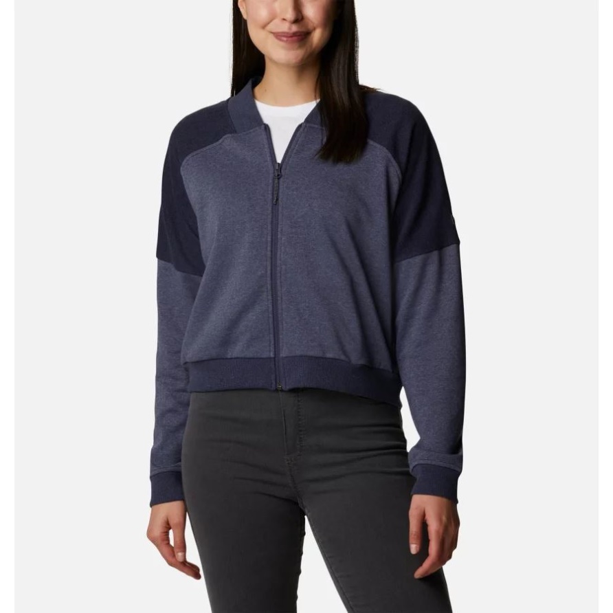 Nachtaktiv Meliert Columbia Lodge French Terry Jacke Mit Durchgehendem Reißverschluss Für Damen Columbia