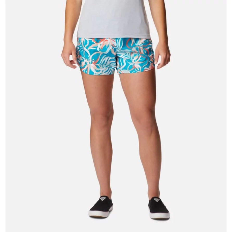 Ocean Teal Tropic Multilines Pfg Super Tamiami Pull-On Shorts Für Damen Columbia