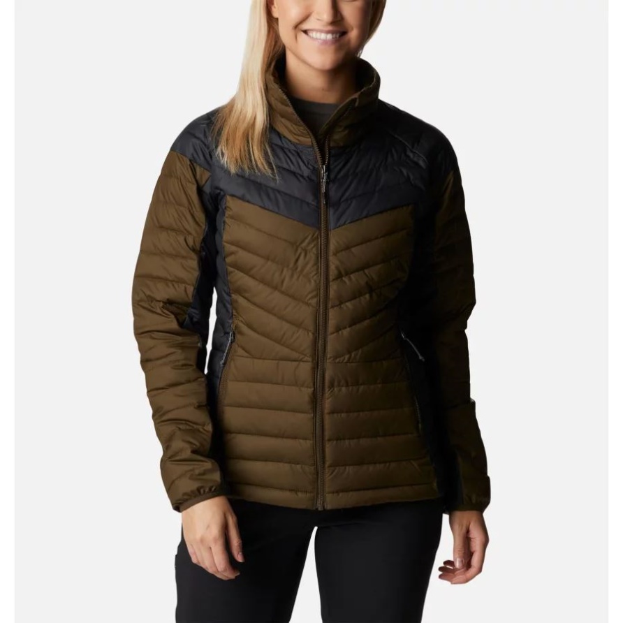 Olivgrün/schwarz Columbia Powder Lite II Synthetik-Daunenjacke Für Damen