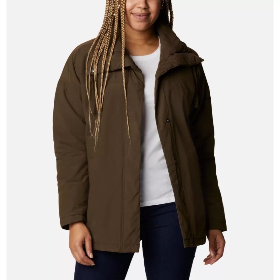 Olivgrüne Columbia Hohle Isolierte Ahornjacke Für Damen