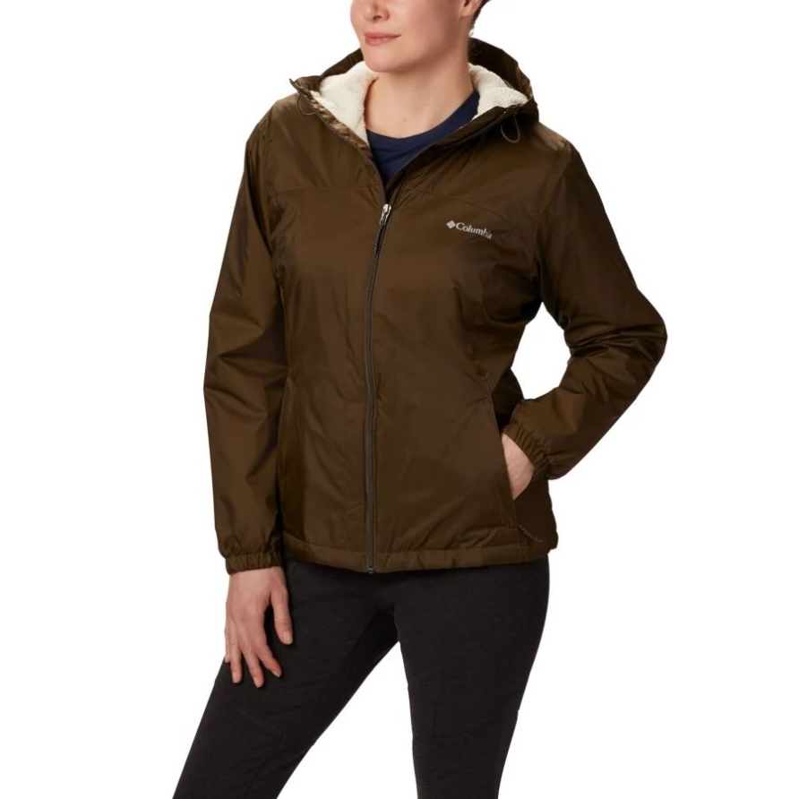Olivgrüne, Mit Sherpa Gefütterte Switchback-Jacke Für Damen Columbia
