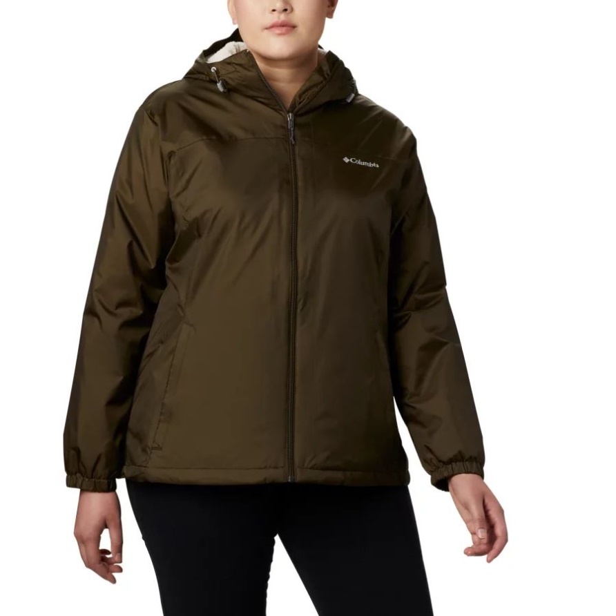 Olivgrüne, Mit Sherpa Gefütterte Switchback-Jacke Für Damen In Übergröße Columbia