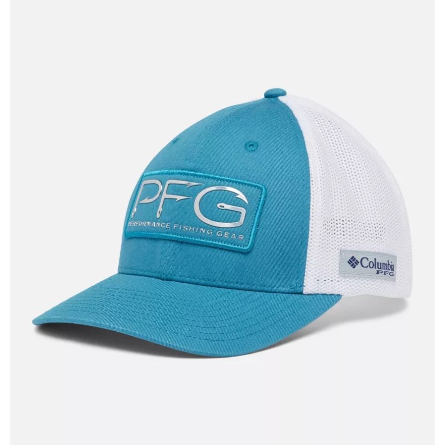 Pfg Hooks Mesh Ball Cap Mid Crown Columbia Deep Marine/Silber