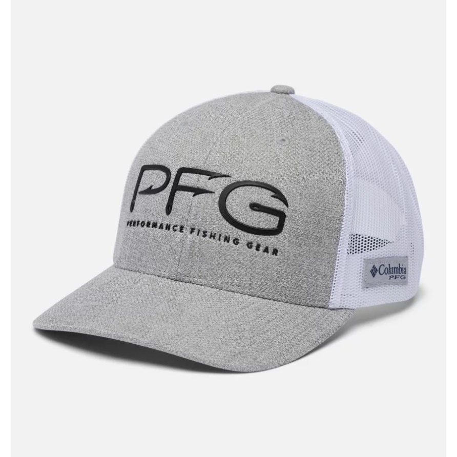 Pfg Mesh Snap Back Hooks Ball Cap Hohe Krone Cool Grey Heather/black Columbia