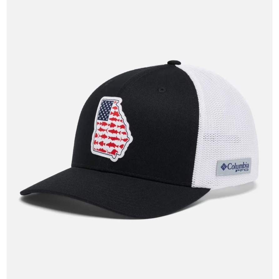 Pfg Mesh Stateside Ball Cap Columbia Black/georgia Patch