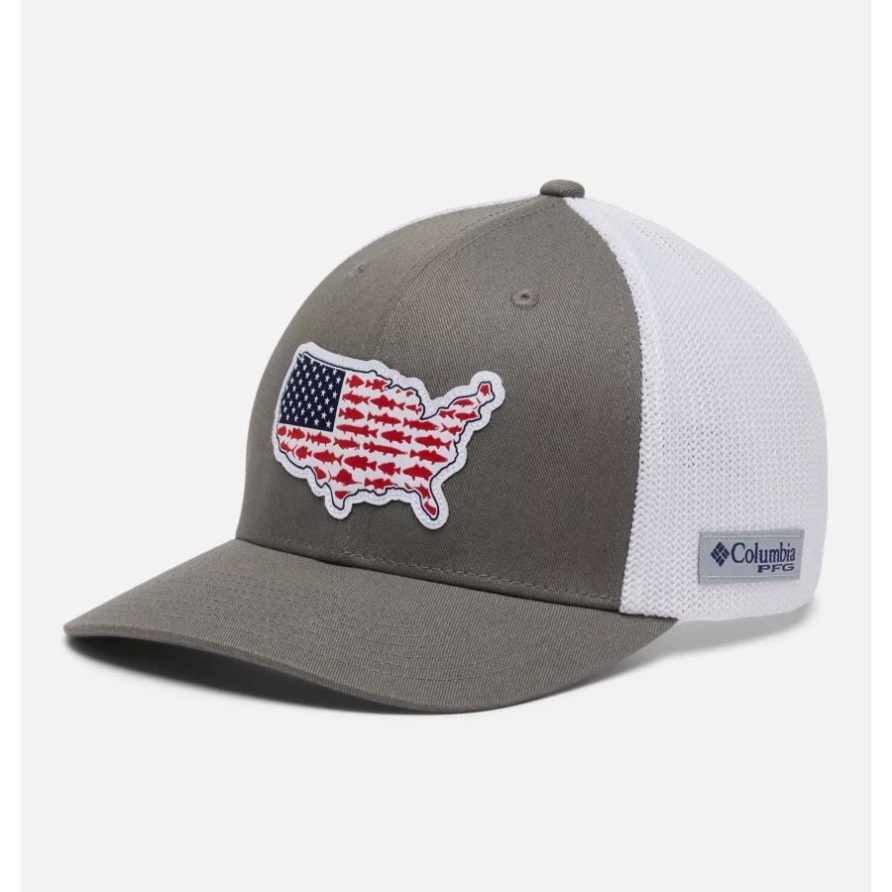 Pfg Mesh Stateside Ball Cap Titan/usa Patch Columbia